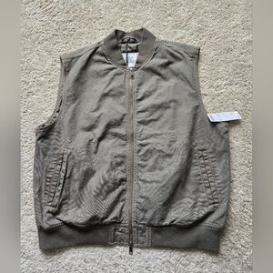 Bdg Urban Outfitters Canvas Vest Mens XL Green Full Zip Work Outdoor